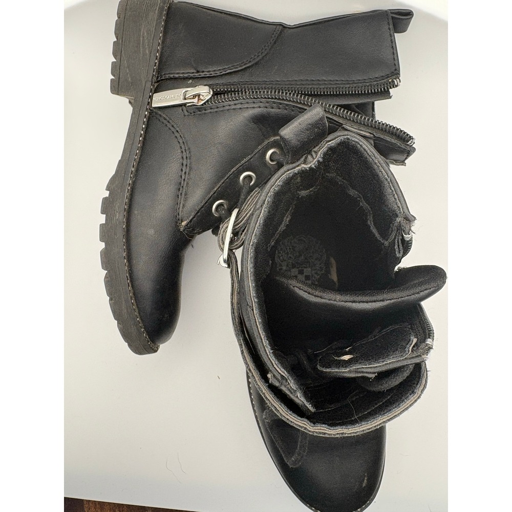 Vince Camuto Kids Black Rhinestone Wing Combat Boots Side Zip Lug Sole Size 10 - Picture 8 of 10